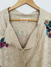 PAPER LACE Floral Design Shirt Jacket Sz 2X Duster Button Ruffle Boho Lagenlook
