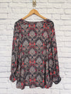 KRAZY KAT Woman’s Multicolor Paisley V Neck Long Sleeve Floral Blouse Size 3X