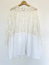 CATHERINES Open Front Blazer Jacket Size 4X Linen Blend Mix Media Lace Boho