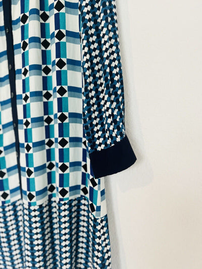 MAEVE Anthropologie Mod Retro Tunic Dress Sz 8 Geometric Print Long Sleeve
