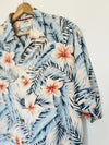 Caribbean Pure Silk Hawaiian Shirt 100% Silk Sz L Blue
