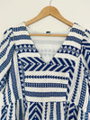 OLD NAVY Woven Dress Sz L Short Sleeve Pockets Aztec Boho Southwestern Tunic
