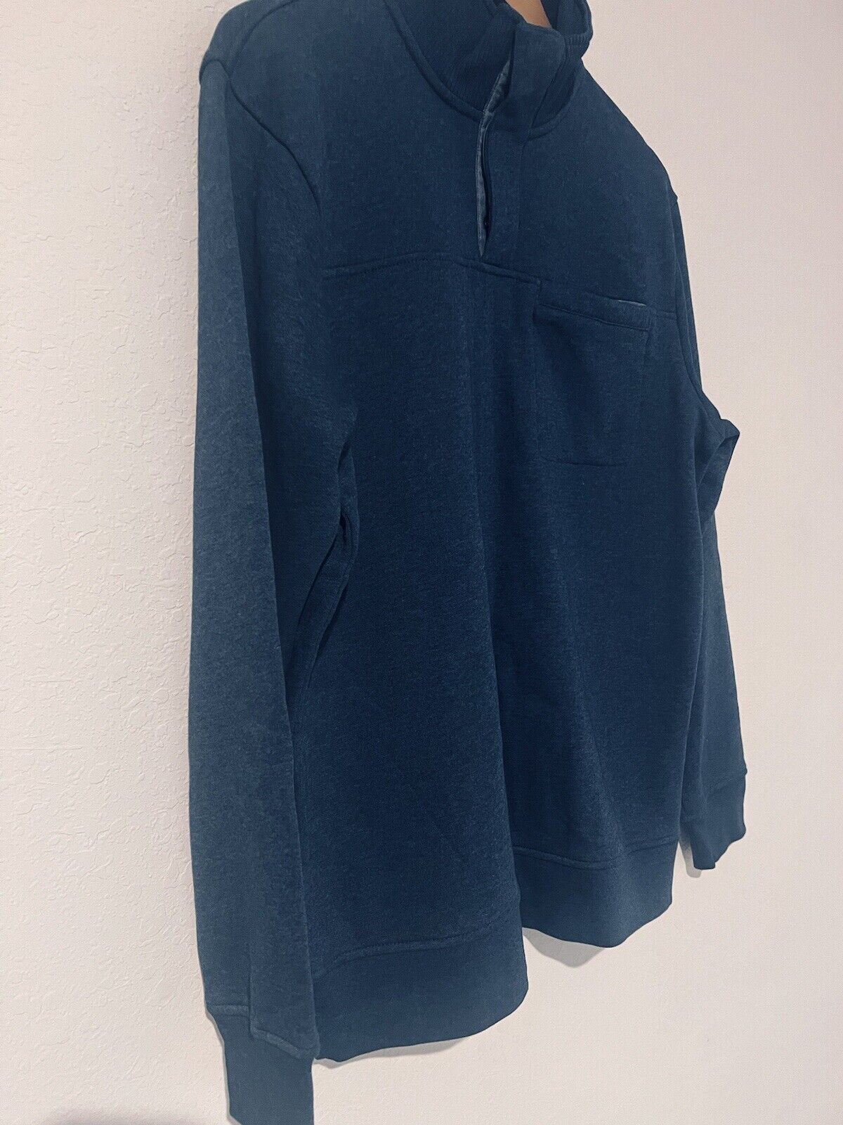 Magellan Mens Campfire Mock Sweater/Jacket Sz M Blue Pullover 1/4 Snap Outdoor