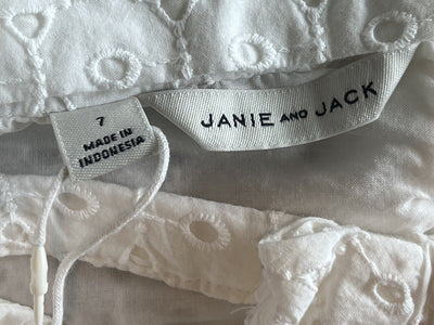 JANIE AND JACK Toddler Girl White Summer Dress Sz 7 Easter Formal Wedding