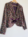 FREE PEOPLE Velvet Floral Blazer Sz 12 Purple Jacket Satin Bow Boho Hippie Artsy