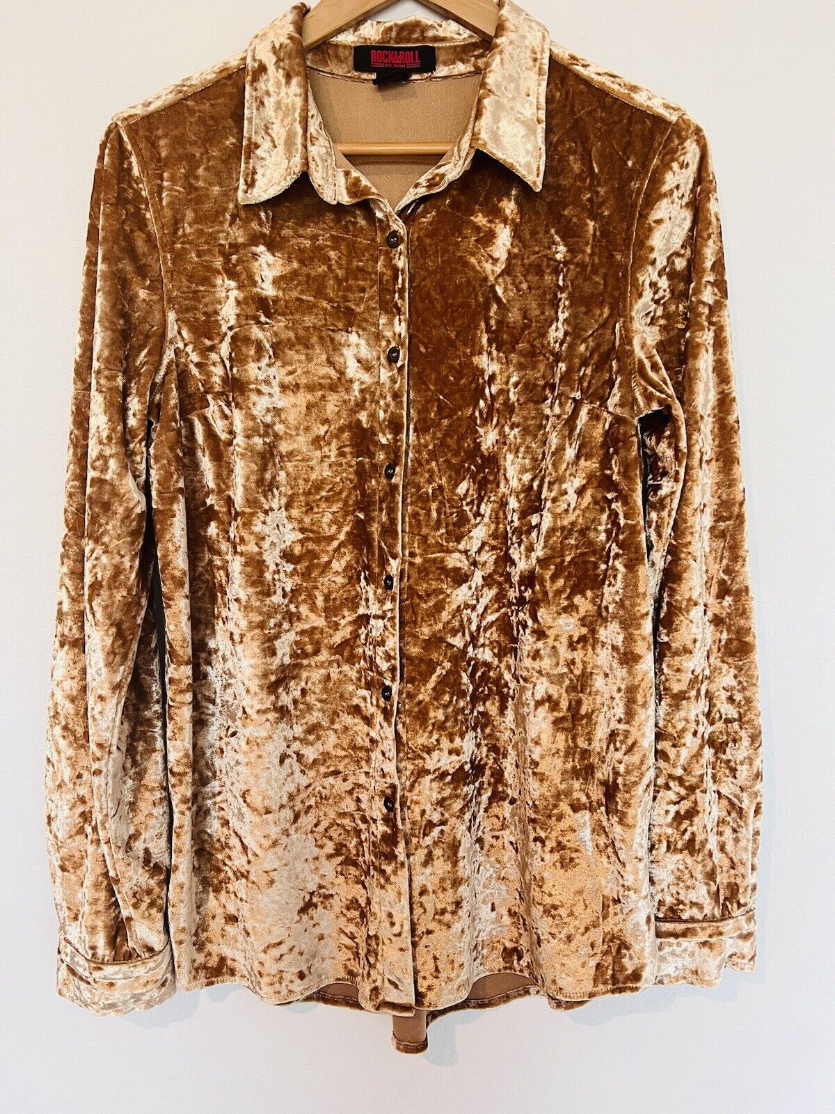 Rock and Roll Denim Women's Velvet Long Sleeve Button Down Shirt - RRWSODR0BJ