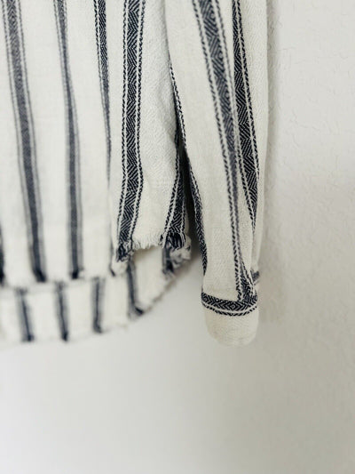 ANTHROPOLOGIE Cloth & Stone Woven Striped Button Up Shirt Sz S Long Sleeve