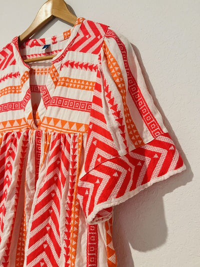 OLD NAVY Aztec Woven Top Sz Flutter Sleeves Blouse Southwestern Boho
