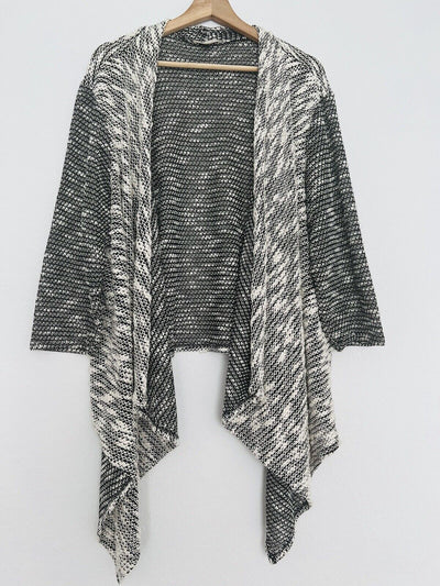 JOAN VASS Cardigan Sweater Sz 2X Long Sleeve Open Front Waterfall Knit Boho