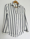 ANTHROPOLOGIE Cloth & Stone Woven Striped Button Up Shirt Sz S Long Sleeve