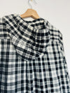 L.L. BEAN Womens Plaid Black Jacket Sz L Zip Up Cotton Hooded Flannel