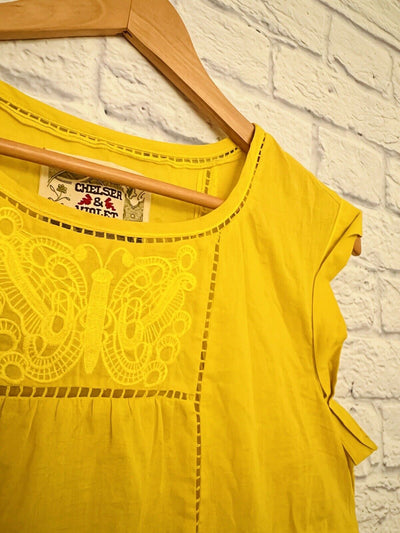 CHELSEA & VIOLET Embroidered Eyelet Top 100% Cotton Lightweight Size M