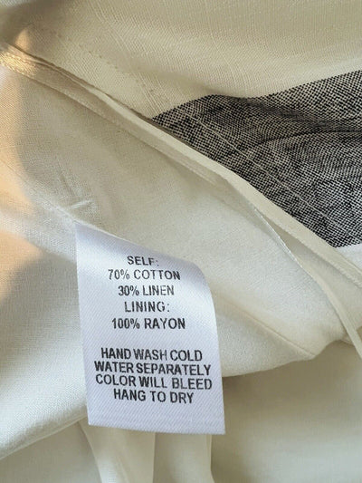 LULUS Cotton Linen Blend Wrap Skirt Sz S Grey White Striped Maxi Lined Tie Waist