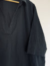 J. CREW Cotton Gauzy Popover Shirt Sz XXL Black V Neck Pocket Lightweight Boho