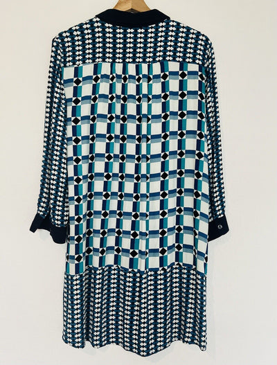 MAEVE Anthropologie Mod Retro Tunic Dress Sz 8 Geometric Print Long Sleeve