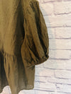 A NEW DAY Women Puff 3/4 Sleeve Pullover Blouse Sz XXL Olive Cotton Boho