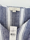 LOFT NWT Linen Blend Wide Leg Jumpsuit Sz L Khaki Blue Striped Minimalist Boho