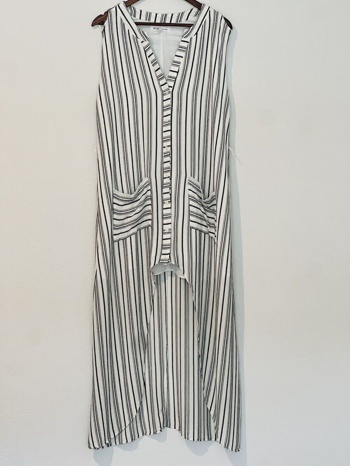 BCBG MAXAZRIA Dress High Low Womens Sz M Lagenlook Sleeveless A-Line