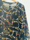LOFT Floral Long Sleeve MIDI Dress Sz 12 Fit & Flare Zip Closure Boho