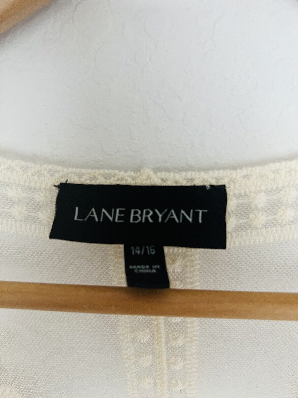 LANE BRYANT Cream Lace Overlay Kimono Cardigan Sz 14/16 Cover Up Boho Western