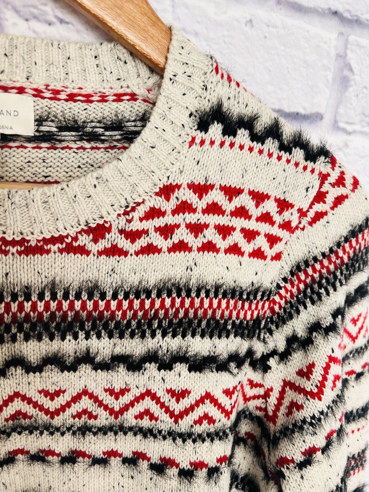 LUCKY BRAND Womens Stripe Fair Isle Cotton & Wool Blend Sweater Sz M Ski