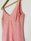 ANN TAYLOR 100% Linen Coral Slip Dress Sz Pleated V-Neck A-Line Minimalist