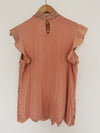 BELLDINI Mixed Media Top Sz S Crochet Knot Jersey Sleeveless Crop Boho Blouse