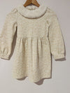 JANIE AND JACK Woven Girls Dress Sz 7 Heavy Knit Gold Detail Faux Fur Easter