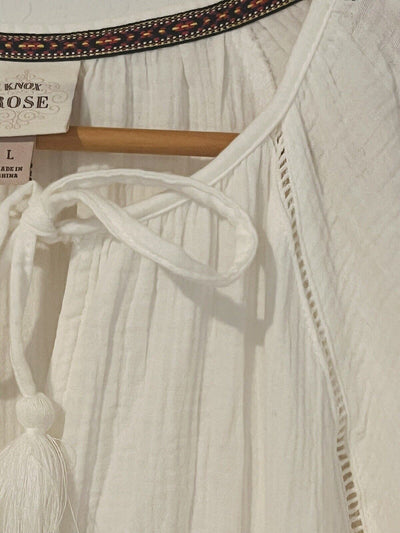 KNOX ROSE Romper Sz L Short Sleeve 100% Cotton Gauze Shorts One Piece Boho