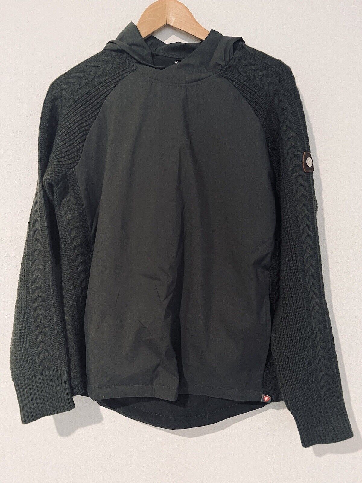 DOVER SADDLERY Equestrian Athens Jacket Sz S Gray Cable Knit Horse Riding Coat