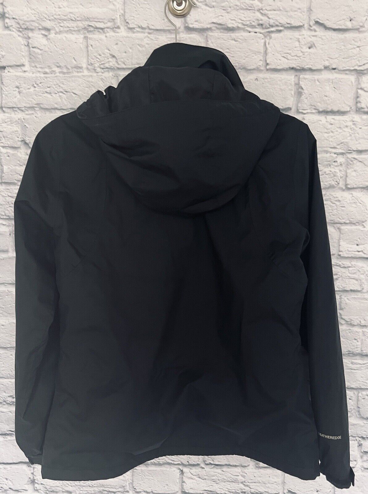 EDDIE BAUER Womens Full Zip Black Jacket With Pink Zipper Sz S Wind/Rain Coat