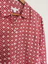CHARTER CLUB 100% Linen Geometric Top Sz XL Long Sleeve Botton Up Red Shirt