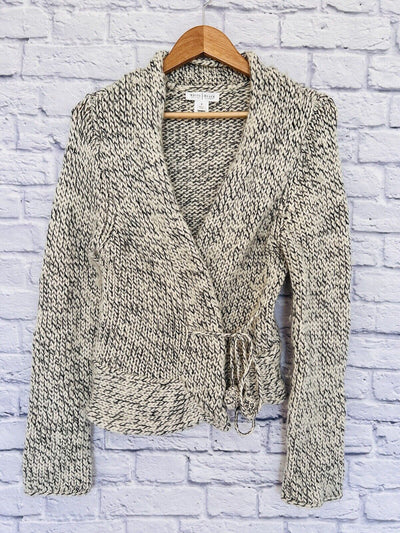 White House Black Market Wrap Front Cardigan  Chunky Sweater Sz XS Wool Blend