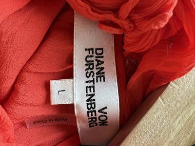 Diane Von Furstenberg Dove Orange Silk Top Blouse Size L