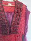 NATURAL LIFE Embroidered Maxi Shirt Dress One Size Coverup Sheer Red Boho Floral