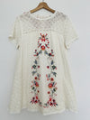 UMGEE Crochet Floral Mini Dress Sz M Ivory Embroidered Cottagecore Boho Western