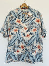 Caribbean Pure Silk Hawaiian Shirt 100% Silk Sz L Blue