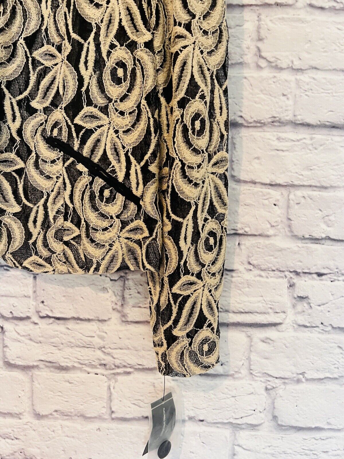 INC INTERNATIONAL NWT Womens Lace Blazer Sz XL Embroider Black & Beige