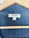 UMGEE Salmon Blue Short Sleeve Button Up Top M Frayed Hi/Lo Hem Lightweight