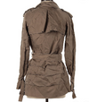 CLUB MONACO Trench Coat Womens XS Double Breasted Belted Ruffle Taupe