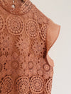 BELLDINI Mixed Media Top Sz S Crochet Knot Jersey Sleeveless Crop Boho Blouse