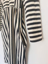 ORANGE CREEK Terry Cloth Dress Sz S Stripped Dark Grey White Pull￼over Pockets