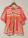 OLD NAVY Aztec Woven Top Sz Flutter Sleeves Blouse Southwestern Boho