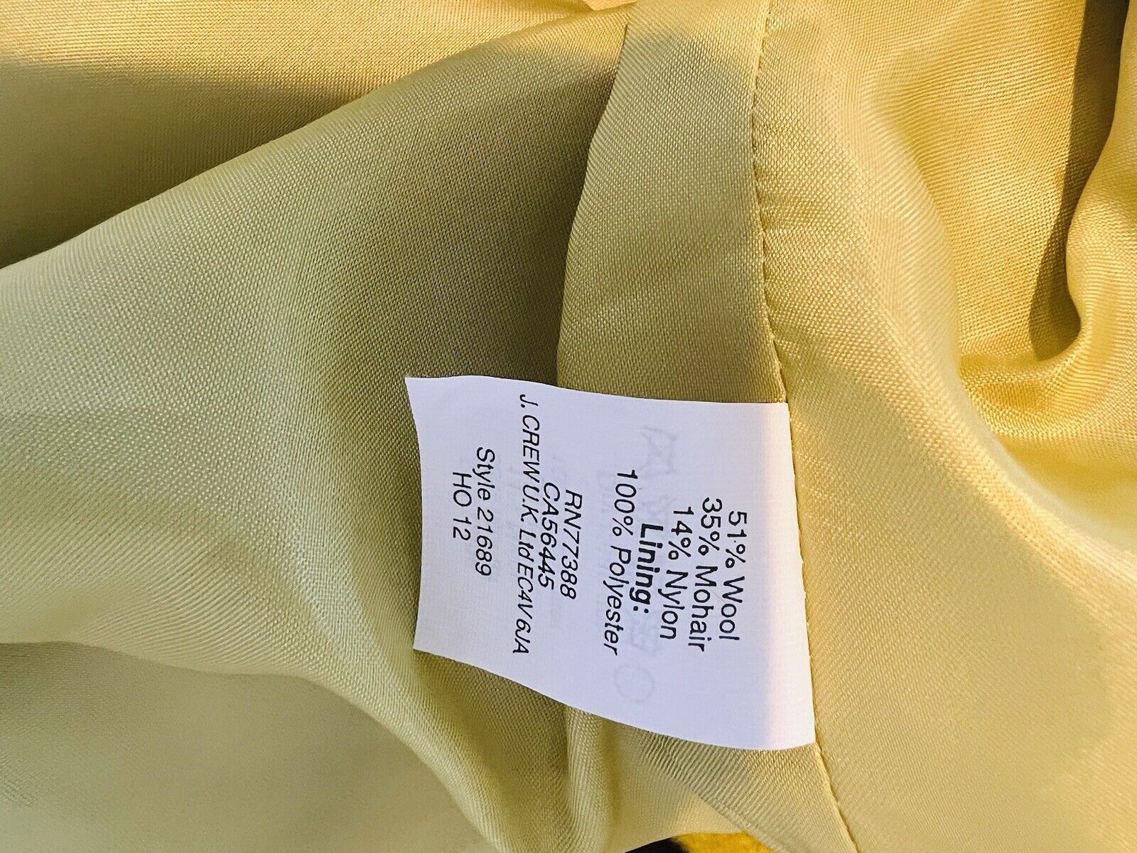 J. CREW Fuzzy Mustard Yellow Blouse Sz 8 Short Sleeve Top Lined Cropped Zip Back
