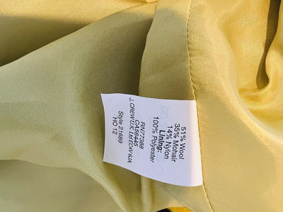 J. CREW Fuzzy Mustard Yellow Blouse Sz 8 Short Sleeve Top Lined Cropped Zip Back