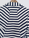 CHICO’S Knit Blazer Jacket Sz Small Nautical Blue White Stripes Cropped