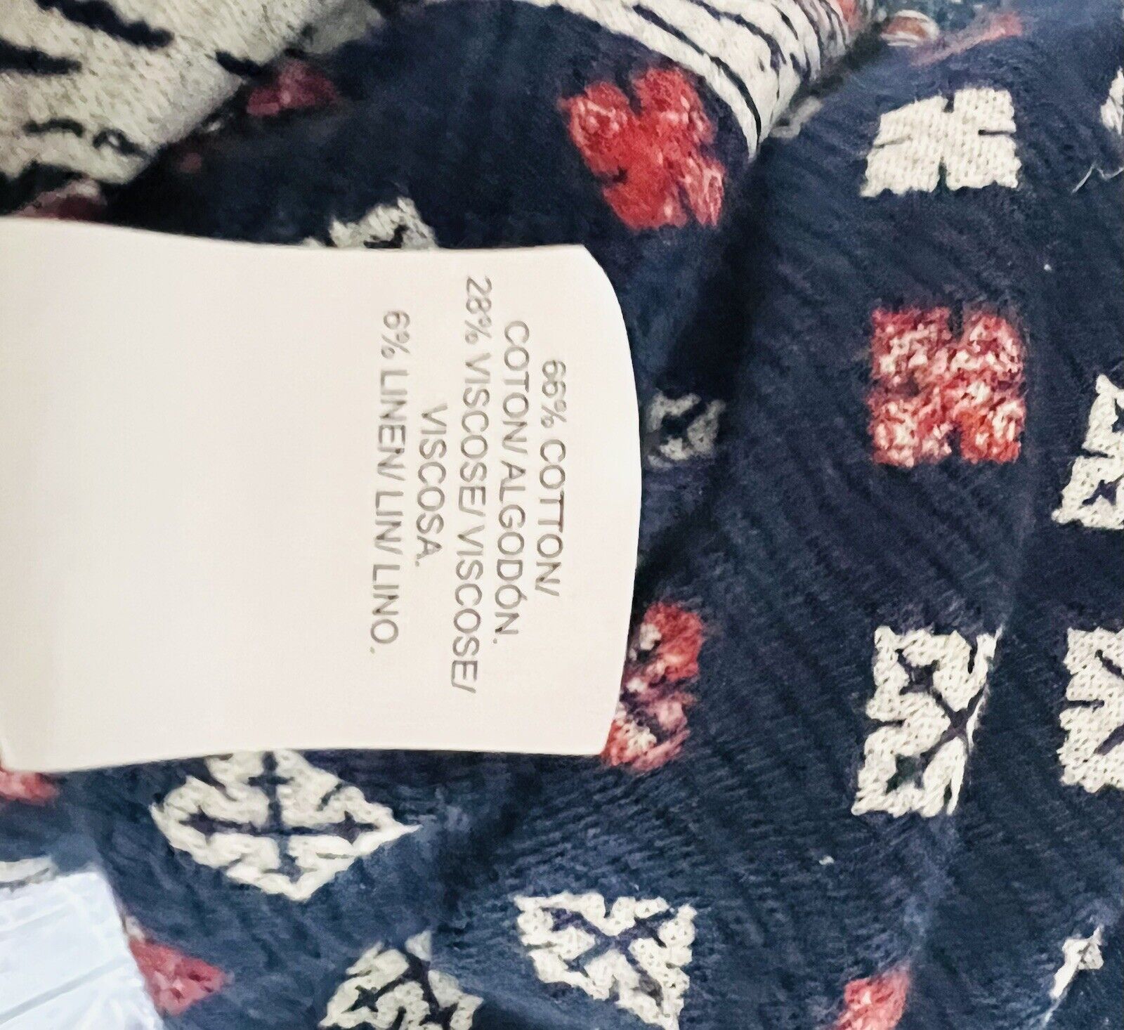 LUCKY BRAND Womens Argyle Long Sleeve Shirt Sz L Diamond Print Blouse Boho