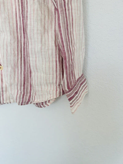 TOMMY BAHAMA Shirt Mens Sz M Relax Striped Long Sleeve Button Up 100% Linen