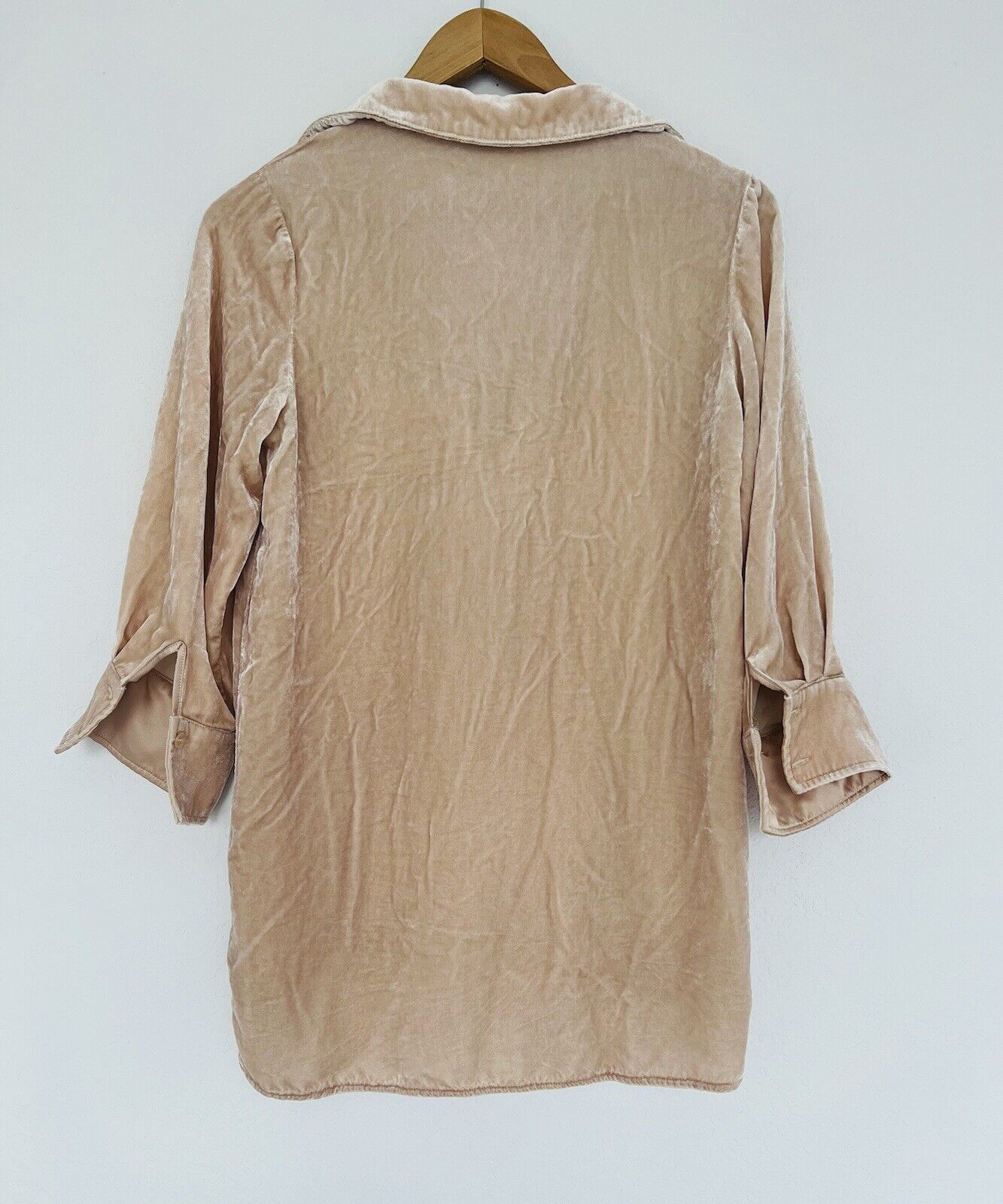 Sundance Blue Tassel 100% Silk Velvet Velour Top Tunic V Neck Collar Hi-Low