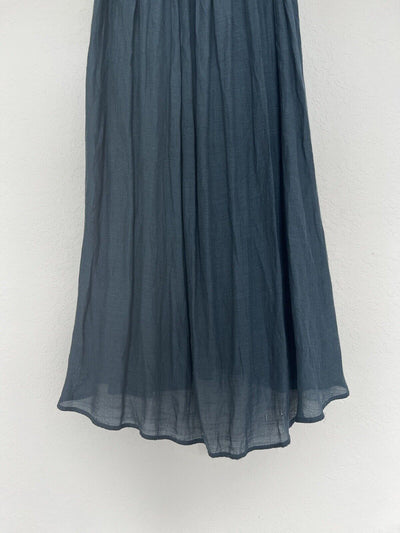 ANTHROPOLOGIE Blue Tie Neck Maxi Full Dress Sz M Tie Shoulders Western Boho